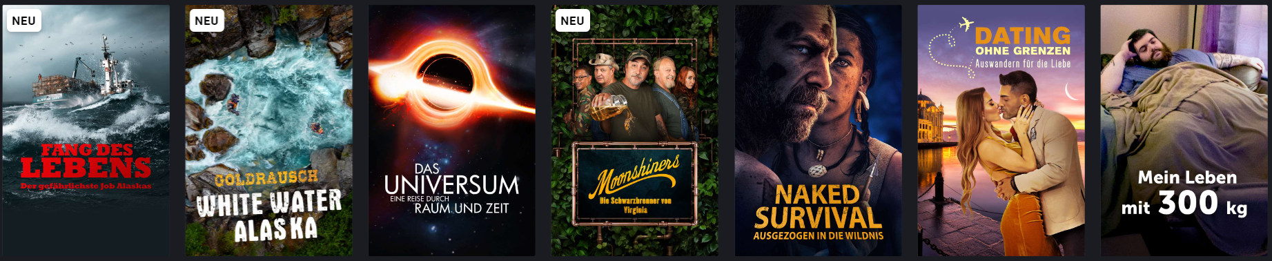 Auswahl von Serien bei Discovery Plus.