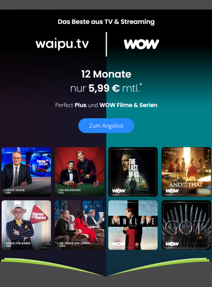 waipu.tv + WOW TV für 5,99 € mtl.